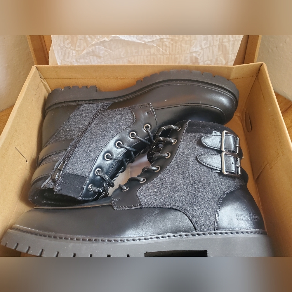 New!!! Steve Madden Brents Lace-Up Ankle Boots Side Zip Mens 11.5